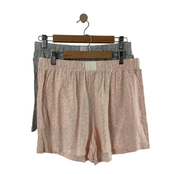 Rae Dunn Other - Rae Dunn Womens Pajama Shorts Set 2-Pack Gray Pink Daisy Floral Rayon Medium